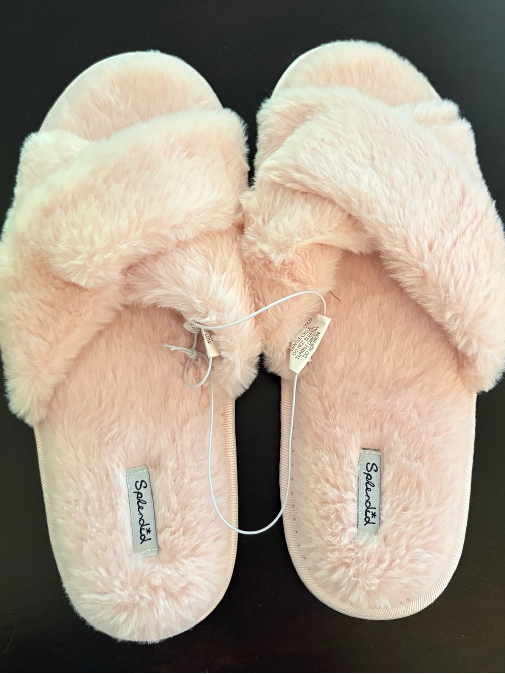 Splendid Light Pink Plush Cross-Band Women's Slippers